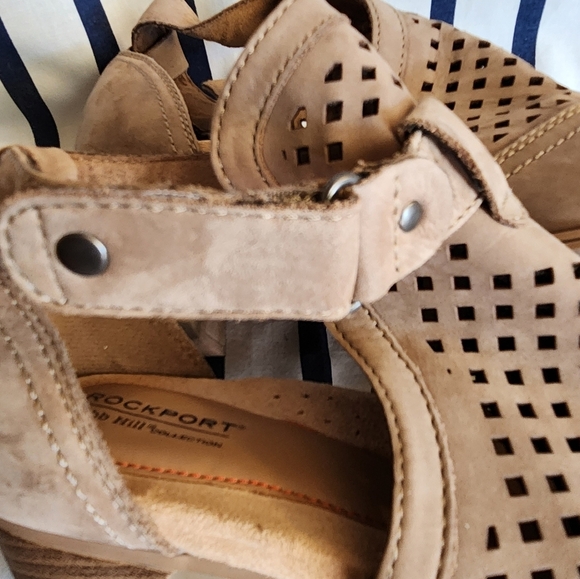 Rockport Cobb Hill Hattie Hi Cuff Leather Sandals Size 10 Tan - Picture 12 of 12